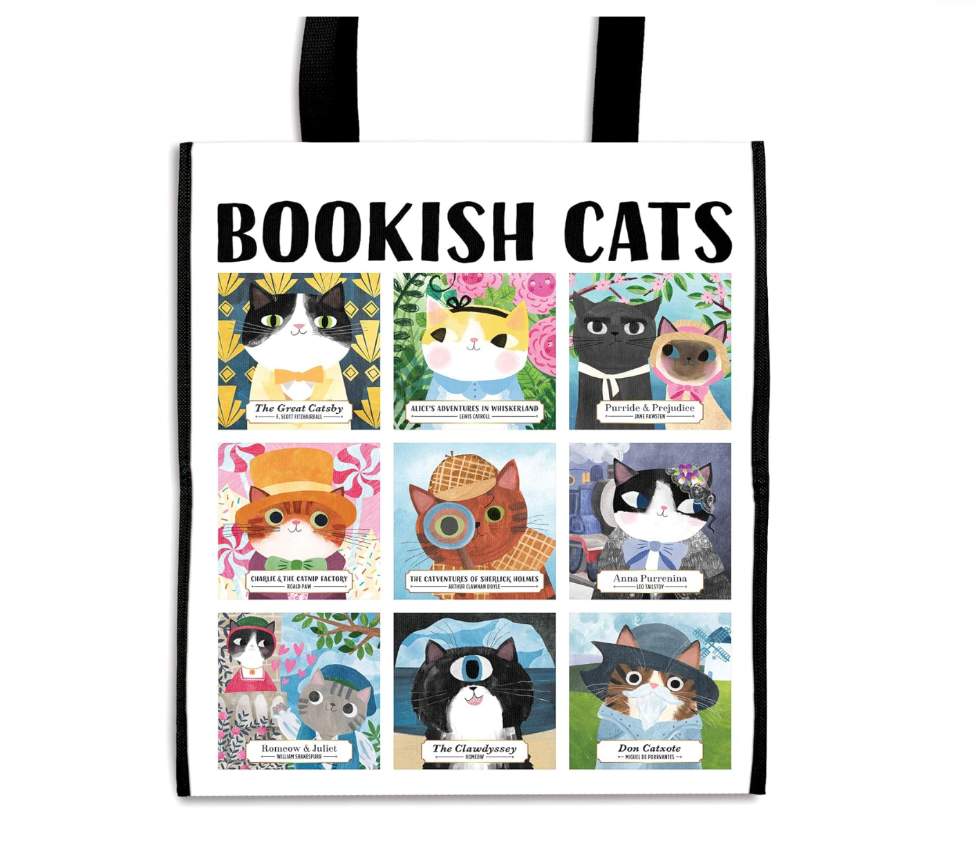 Bookish Cats Reusable Tote Bag