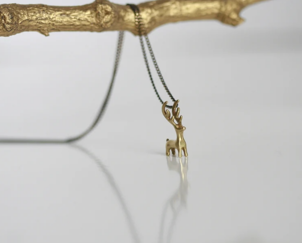 Kaiko Brass Deer Necklace