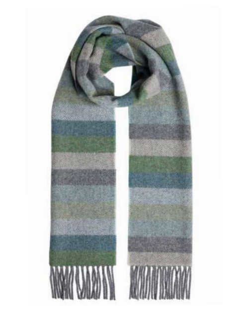 Foxford Grey Fringe Multi-Stripe Lambswool Scarf