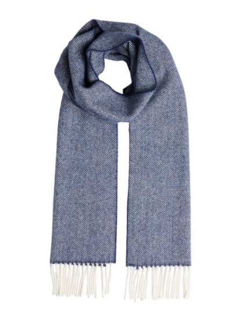 Foxford Dark Blue Herringbone Lambswool Scarf