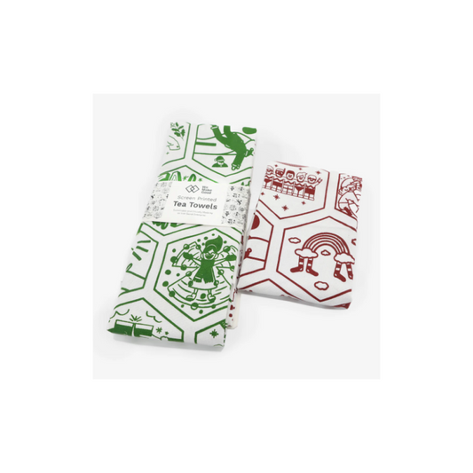 '12 Days of Christmas' Handprinted Tea Towel Set of 2